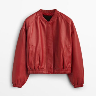Aviator Red Bomber Leather Jacket