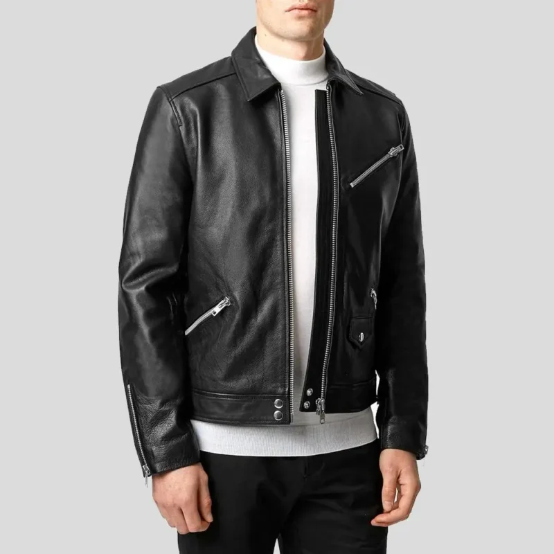 Black Biker Motorcycle Leather Jacket