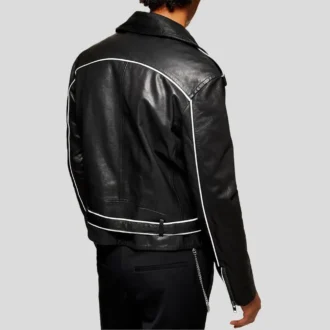 Black & White Motorcycle Real Leather Jacket