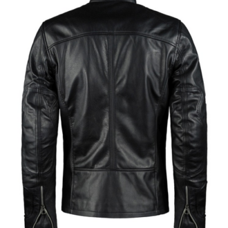 Men Cafe Racer Black motorcycle Leather Jacket