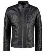 Men Cafe Racer Black motorcycle Leather Jacket