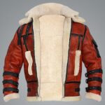Aviator Sheepskin RAF B6 Shearling Red Leather Jacket