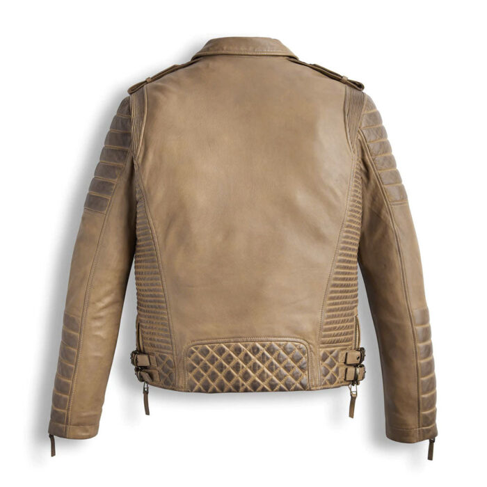 Desert Brown Waxed Motorcycle Biker Leather Jacket