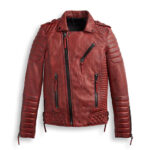 Red biker leather jacket