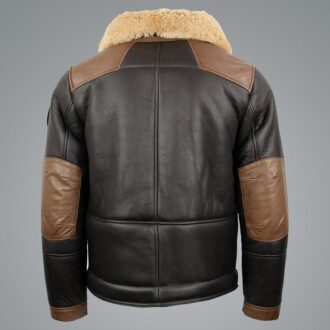 Mens Sheepskin Sherpa Black Bomber leather Jacket