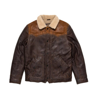 Sheepskin Double Tone Brown Western Leather Jacket.