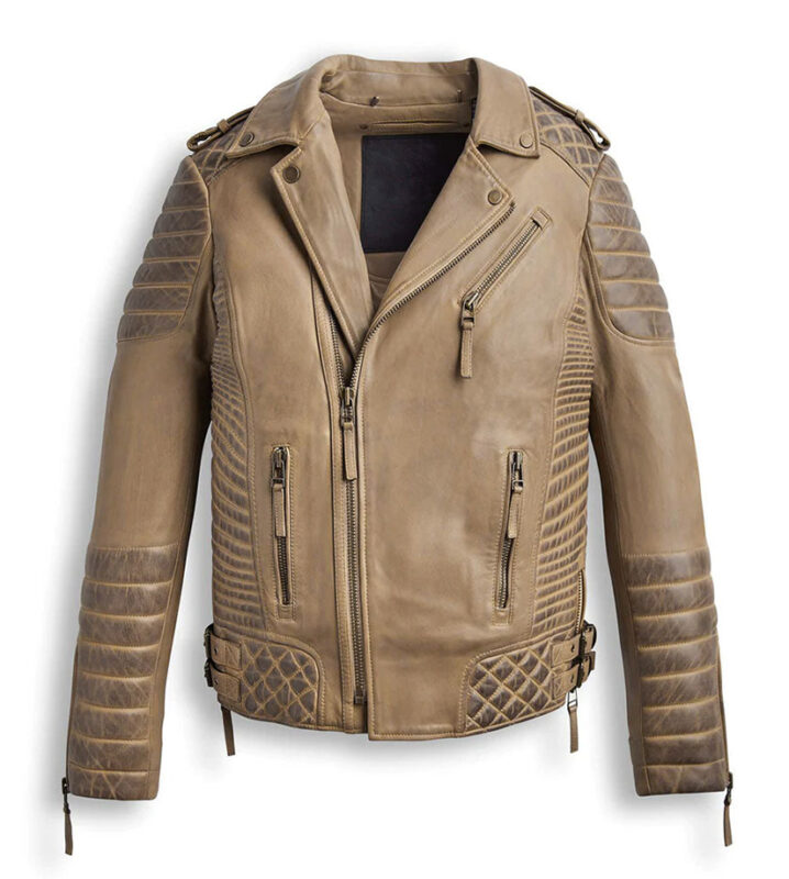 Desert Brown Waxed Motorcycle Biker Leather Jacket