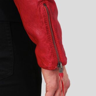 Red Motorcycle Leather Jacket For Men