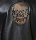 Men Skeleton Skull Black Distressed Biker Leather Jacket