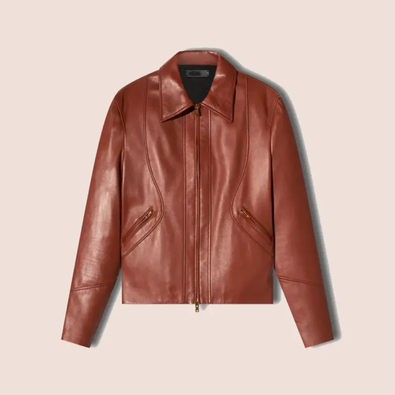 Real Sheepskin Shirt Style Brown Leather Jacket