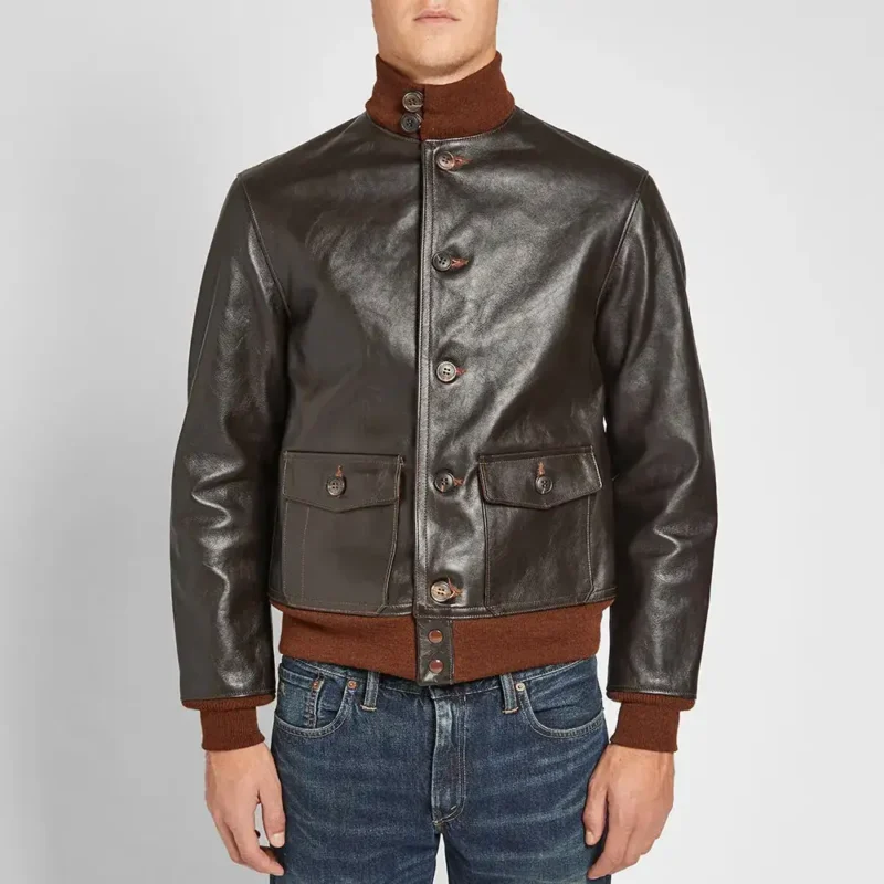 Retro Brown A-1 Flight Leather Bomber Jacket