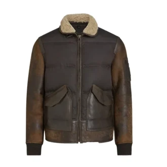 Brown Shearling Puffer Jacket