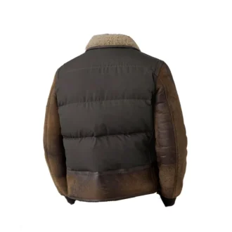 Brown Shearling Puffer Jacket