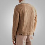 Men's Brown Shearling Leather Trucker Jacket