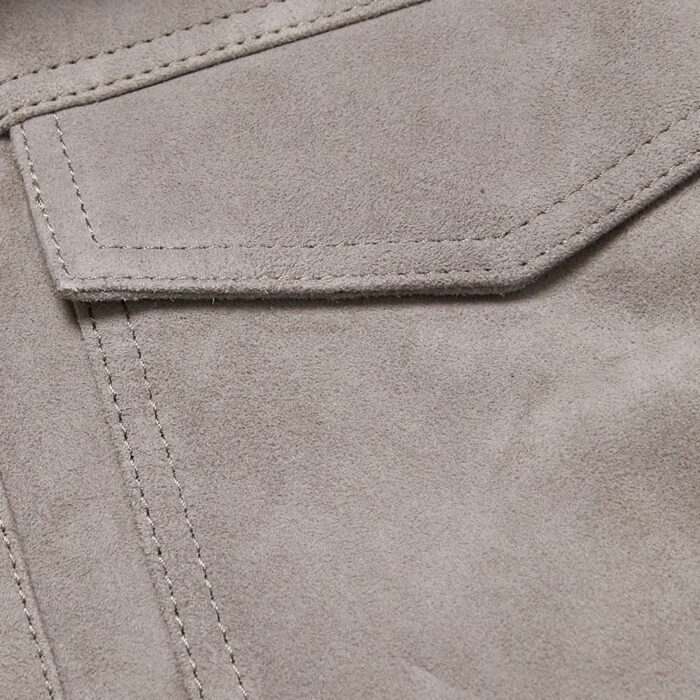 Men's Grey Suede Trucker Leather Jacket