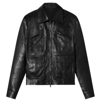 Men's Black Sheepskin Trucker Leather Jacket
