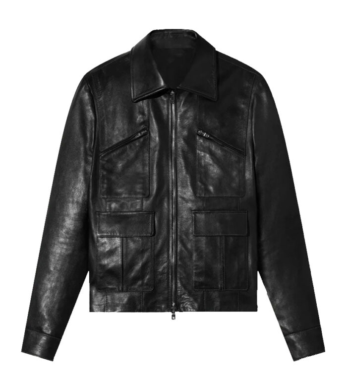 Men's Black Sheepskin Trucker Leather Jacket