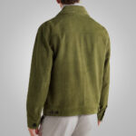 Men's Green Suede Trucker Leather Jacket