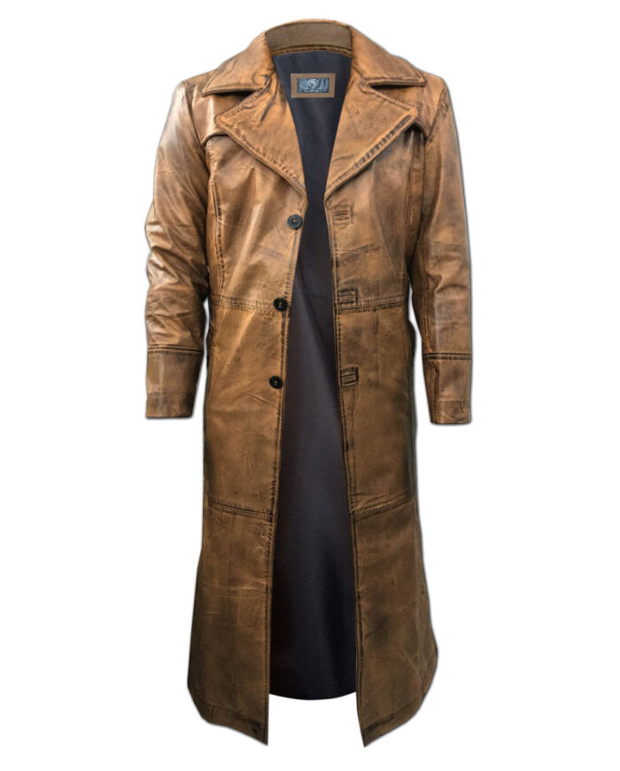 Men's Leather Duster Trench Coat