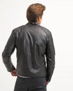 Robt Black Quilted Motorcycle Leather Jacket