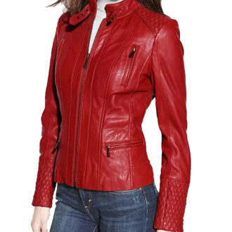 Aadland Red Leather Jacket Real Lambskin Stylish Jacket