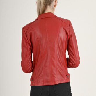 Alexa Red Biker Leather Jacket