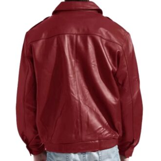 Anthony Moto Shirt Collar Red Leather Jacket