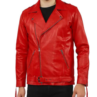 Chris Red Motorcycle Leather Jacket