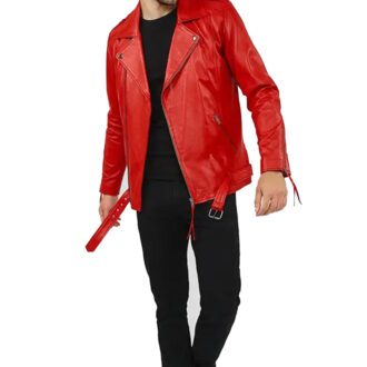 Chris Red Motorcycle Leather Jacket