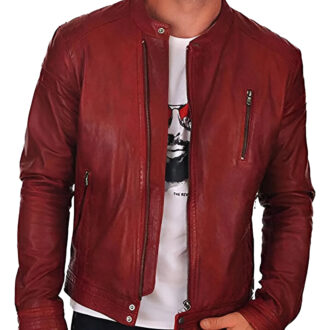 Dominic Red Racer Leather Jacket