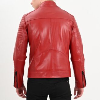 Danny Cafe Racer Quilted Red Leather Jacket