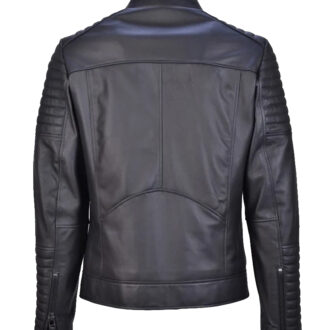 John Black Quilted Cafe Racer Leather Jacket
