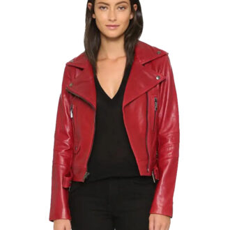 Mavis Red Biker Leather Jacket