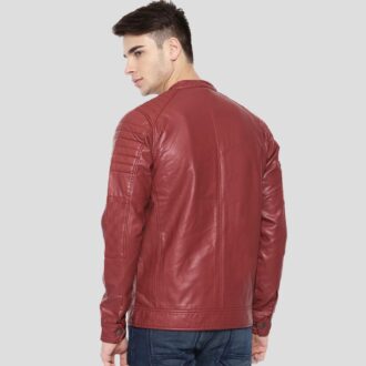 Men Cooper Red Quilted Leather Jacket