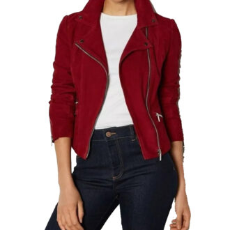 Taylor Suede Biker Red Leather Jacket
