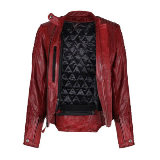 Women Red B3 Sheepskin Leather Biker Jacket